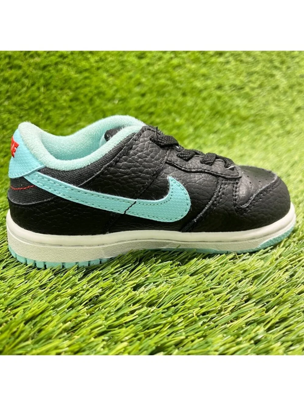 Nike Dunk Low SE Barber Shop Boys Size 8C Black Blue Athletic Shoes Sneakers
